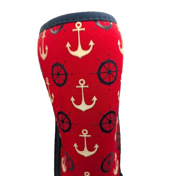The Original Muck Boot Company Tall Chore Rain Boots Size 7 Navy Red Nautical - Picture 3 of 12